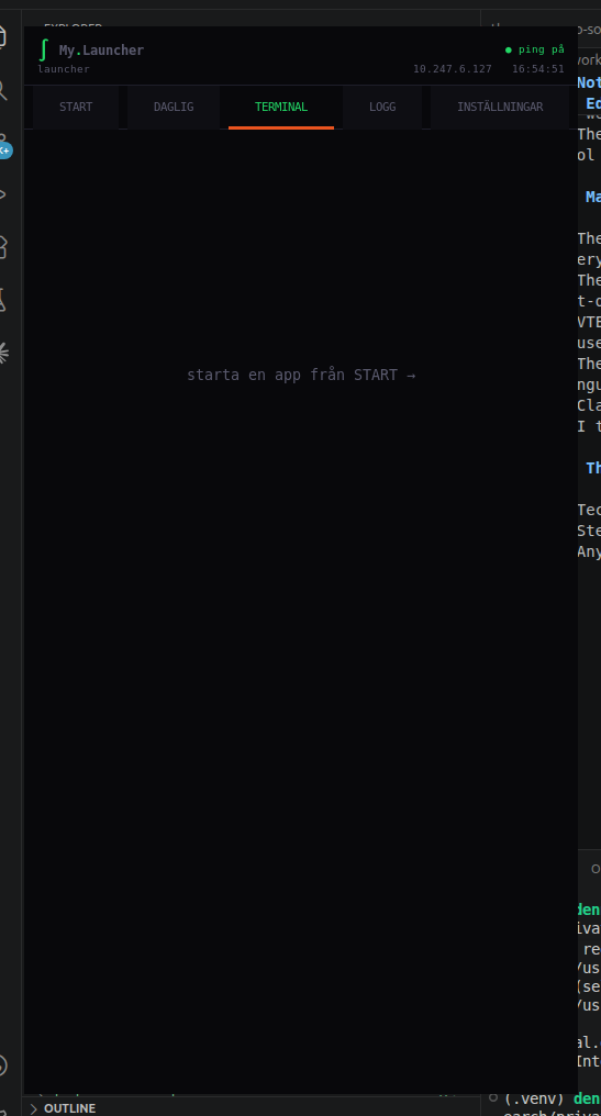 GTK Launcher terminal tab in its empty state.